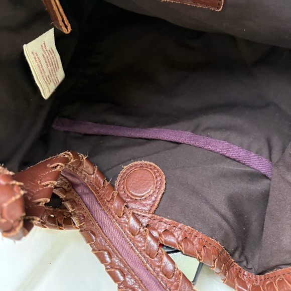 LUCKY BRAND Genuine Leather Large Boho Whipstitch Hobo Shoulder Bag Purse - Picture 13 of 16